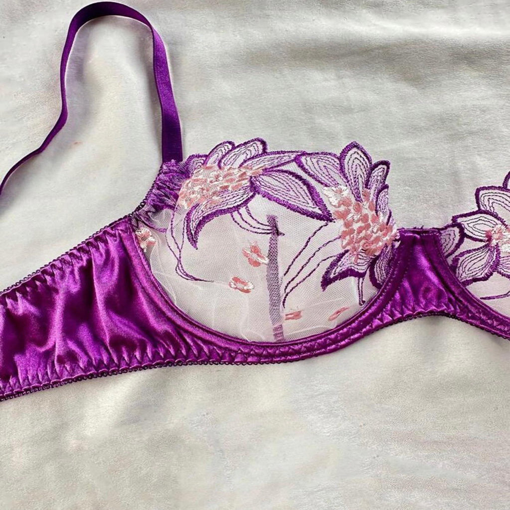 Purple Embroidered Ribbon Steel Ring Underwear Suit Women Purple Embroidered Ribbon Steel Ring Underwear Suit Women